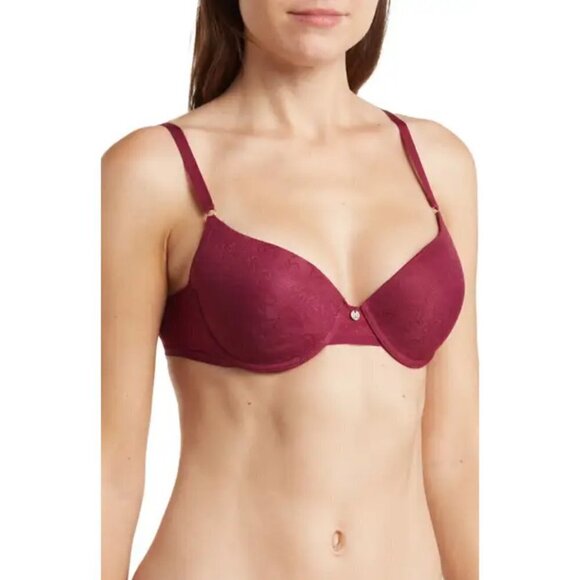 💕NATORI💕 Sheer Jacquard Full Fit Contour Underwire Bra ~ Cabernet 34DD NWT - Picture 1 of 1